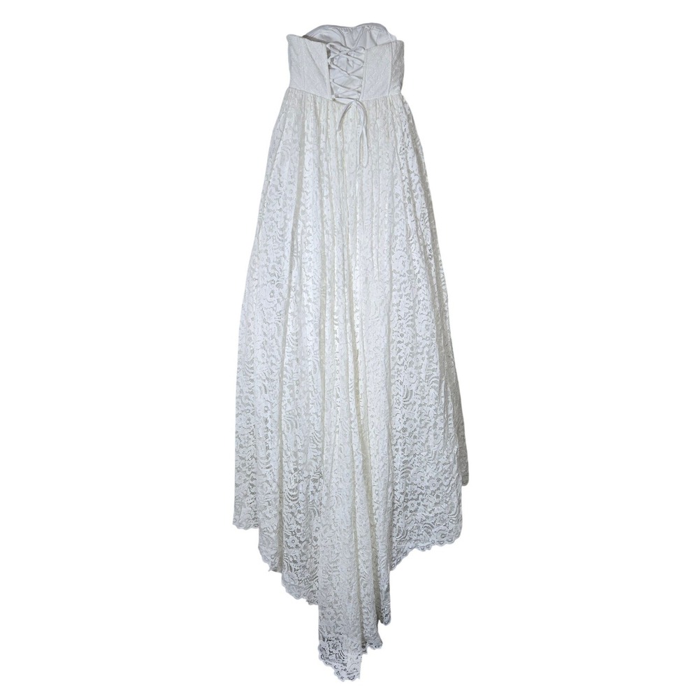 Lulus Shiori White Lace Bustier Basque Waist Strapless Maxi Dress S Wedding - Picture 4 of 14